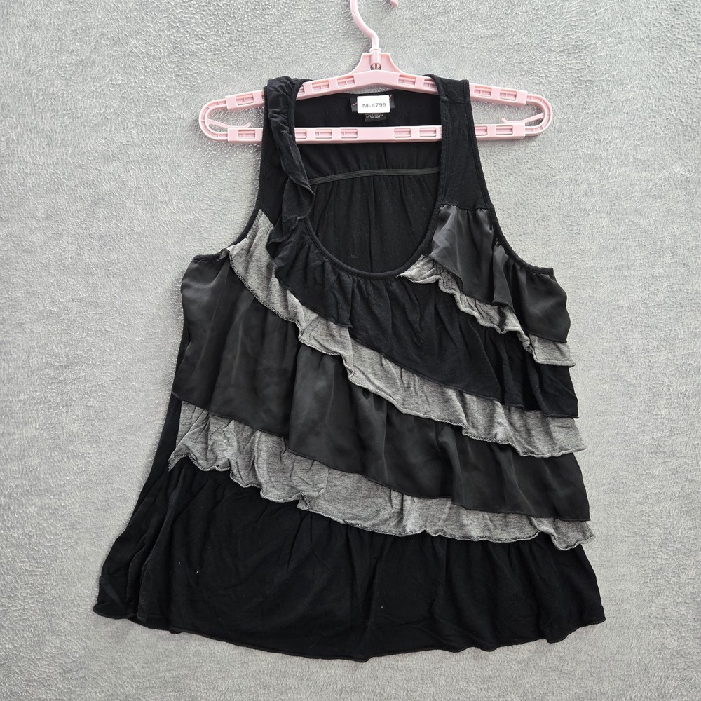 Torrid Women Tank Top 1 Black Ruffle Round Neck Pullover